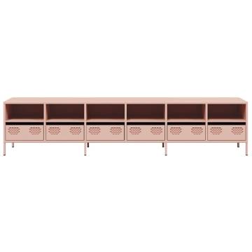 Stylish Pink TV Cabinet - Cold-Rolled Steel, 202x39x43.5 cm