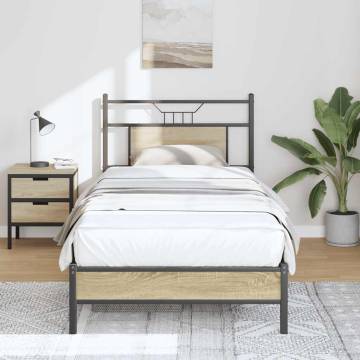 Sonoma Oak Bed Frame 90x200 cm | Engineered Wood | HipoMarket UK