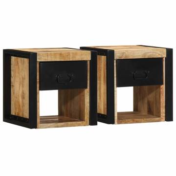 Bedside Cabinets 2 pcs - Solid Mango Wood | HipoMarket