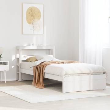 Bed Frame with Headboard - White Small Single 75x190 cm