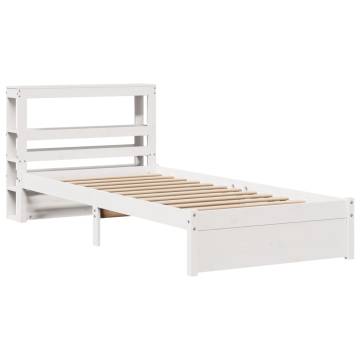 Bed Frame with Headboard - White Small Single 75x190 cm