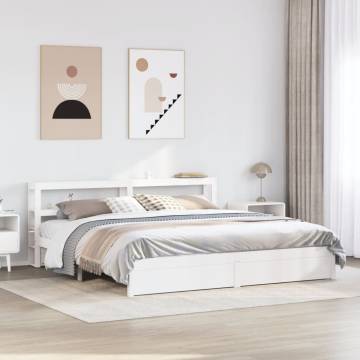 Stylish White Bed Frame with Headboard | 200x200 cm