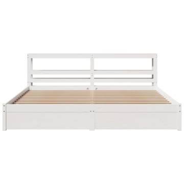 Stylish White Bed Frame with Headboard | 200x200 cm