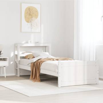 White Bed Frame with Headboard - Small Single 75x190 cm