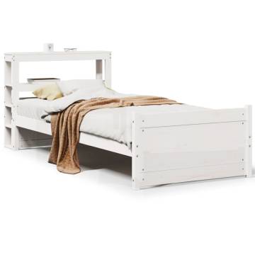 White Bed Frame with Headboard - Small Single 75x190 cm