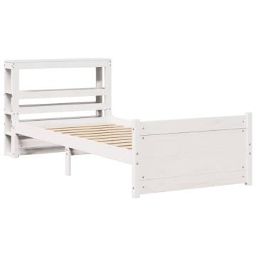 White Bed Frame with Headboard - Small Single 75x190 cm