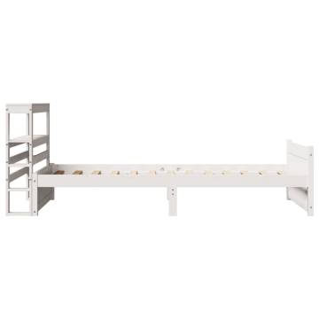 White Bed Frame with Headboard - Small Single 75x190 cm