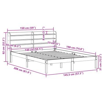 Wax Brown Bed Frame with Headboard - 140x190 cm | HipoMarket