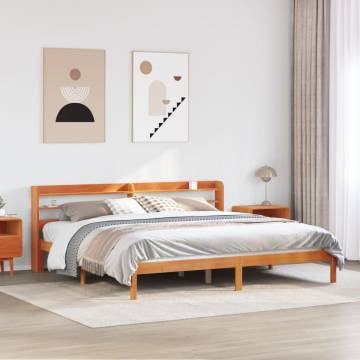 Wax Brown Super King Bed Frame with Headboard - 180x200 cm