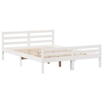 White Bed Frame with Headboard 140x200 cm | Hipomarket