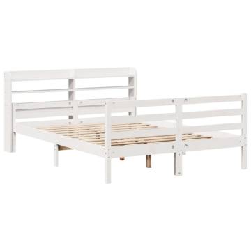 King Size White Bed Frame with Headboard - 150x200 cm