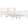 King Size White Bed Frame with Headboard - 150x200 cm