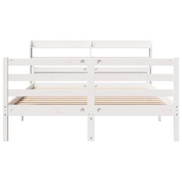 King Size White Bed Frame with Headboard - 150x200 cm