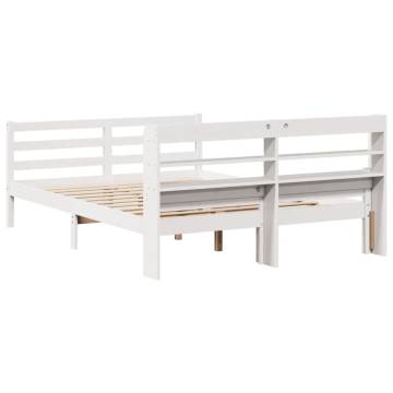 King Size White Bed Frame with Headboard - 150x200 cm