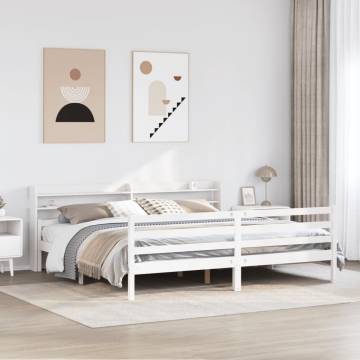 White Bed Frame with Headboard - 200x200 cm | Hipo Market