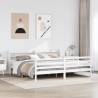  Bed Frame with Headboard without Mattress White 200x200 cm Colour white Size 200 x 200 cm 