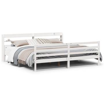 White Bed Frame with Headboard - 200x200 cm | Hipo Market