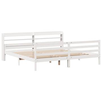 White Bed Frame with Headboard - 200x200 cm | Hipo Market