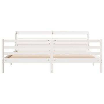 White Bed Frame with Headboard - 200x200 cm | Hipo Market