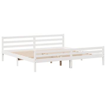 White Bed Frame with Headboard - 200x200 cm | Hipo Market