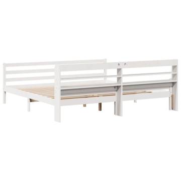 White Bed Frame with Headboard - 200x200 cm | Hipo Market