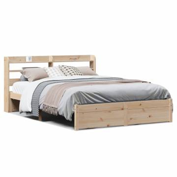 Wooden Bed Frame with Headboard 140x190 cm - HipoMarket