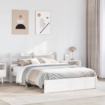 White Bed Frame with Headboard 120x200 cm - HipoMarket