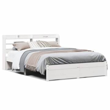 White Bed Frame with Headboard 120x200 cm - HipoMarket