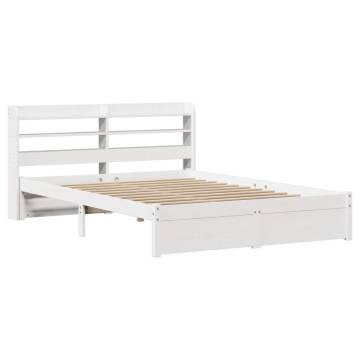 White Bed Frame with Headboard 120x200 cm - HipoMarket