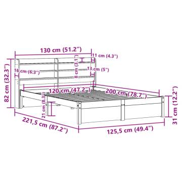 White Bed Frame with Headboard 120x200 cm - HipoMarket