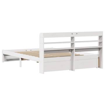 Elegant White Bed Frame with Headboard - 140x200 cm