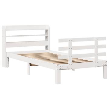 White Bed Frame with Headboard - 100x200 cm | HipoMarket UK