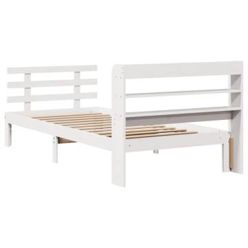 White Bed Frame with Headboard - 100x200 cm | HipoMarket UK