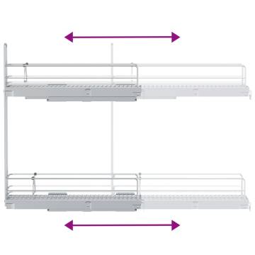 Pull-Out Wire Basket 2-Tier Silver - 47x12x56 cm | HipoMarket