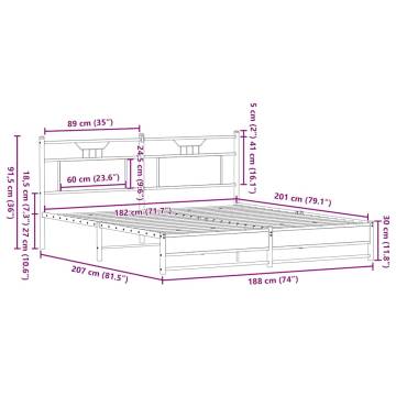 Metal Bed Frame Smoked Oak - 180x200 cm Super King | Hipomarket