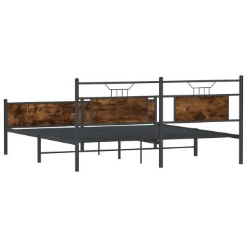 Metal Bed Frame without Mattress Smoked Oak 180x200 cm Super King