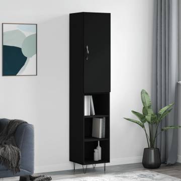 Stylish Highboard Black 34.5x34x180 cm - Hipomarket