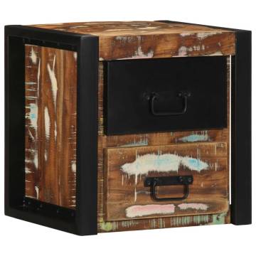 Multicolour Bedside Cabinet - Solid Reclaimed Wood, 40x35x40 cm