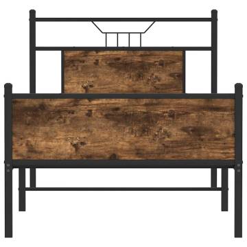 Smoked Oak Bed Frame 90x190 cm - Single Engineered Wood