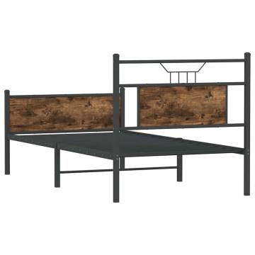 Smoked Oak Bed Frame 90x190 cm - Single Engineered Wood