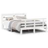 White Double Bed Frame with Headboard - 135x190 cm