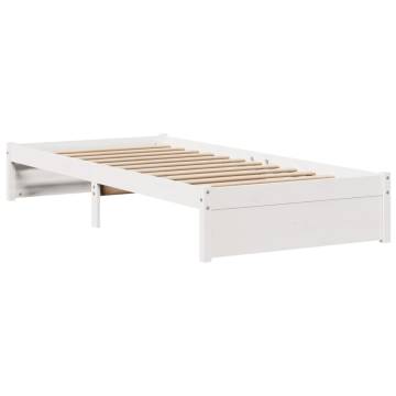 White 90x190 cm Single Bed Frame with Headboard - Hipo Market