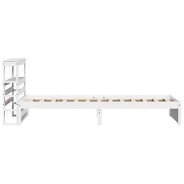 White 90x190 cm Single Bed Frame with Headboard - Hipo Market