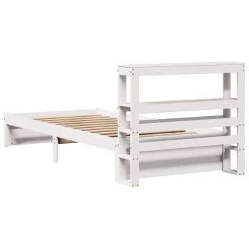 White 90x190 cm Single Bed Frame with Headboard - Hipo Market