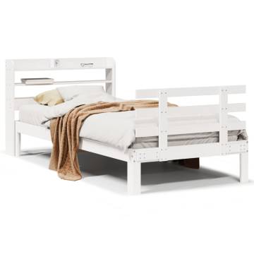 White Bed Frame with Headboard - Small Single 75x190 cm