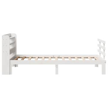 White Bed Frame with Headboard - Small Single 75x190 cm