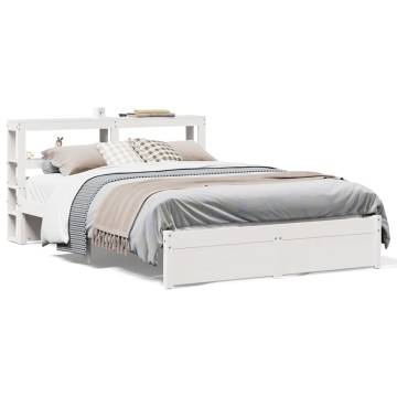 White Bed Frame with Headboard 140x200 cm | Hipomarket UK