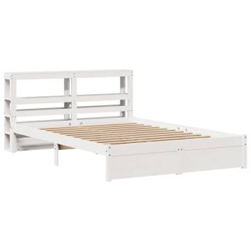 White Bed Frame with Headboard 140x200 cm | Hipomarket UK