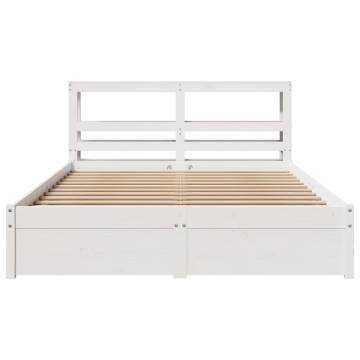 White Bed Frame with Headboard 140x200 cm | Hipomarket UK