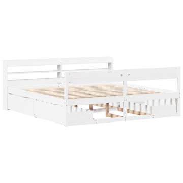 Stylish White Bed Frame 200x200 cm | Solid Pinewood Design